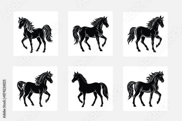 Obraz horse silhouettes set