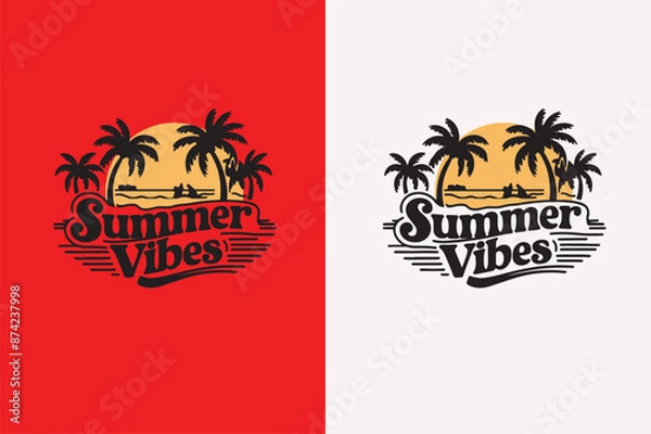 Obraz Summer Vibes T-Shirt Design vector