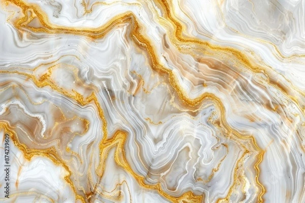 Fototapeta luxurious marble texture swirling patterns of creamy white and golden veins smooth polished surface opulent and elegant abstract background