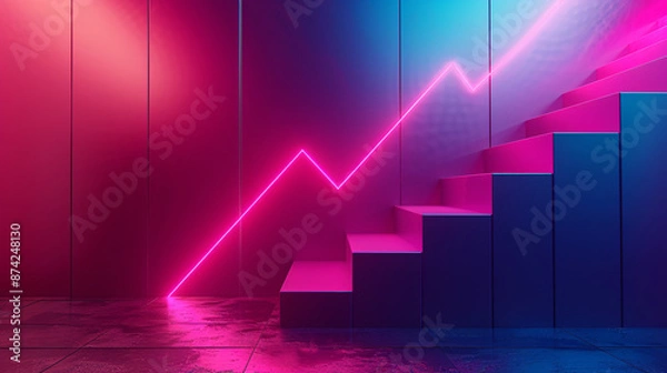 Fototapeta Dynamic Rising Chart Concept with Copy Space for Text or Graphics