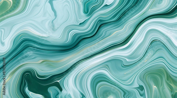Obraz Abstract background with blue and green waves