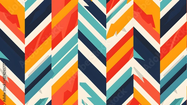 Fototapeta Vibrant arrows in repeating pattern on dark background, creating a bold and dynamic design.