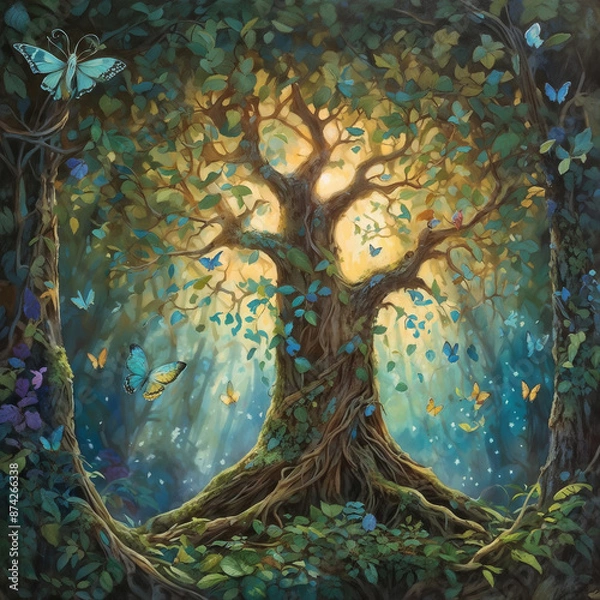 Fototapeta 森　木　緑　蝶