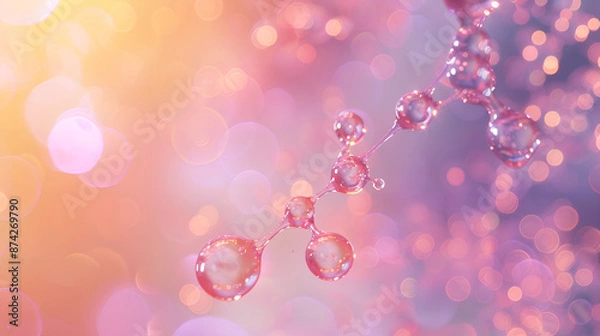 Obraz A macro shot of niacinamide molecules merging with skin cells, showing a smooth, hydrated complexion	
