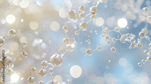 Obraz A macro shot of niacinamide molecules merging with skin cells, showing a smooth, hydrated complexion	
