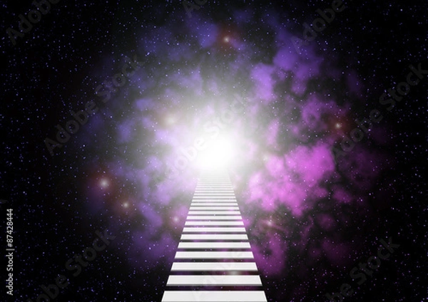 Fototapeta 宇宙　未知　扉　はしご