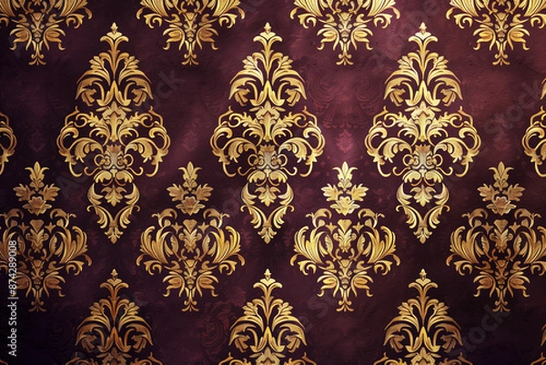 Obraz Gold Royal pattern on red background
