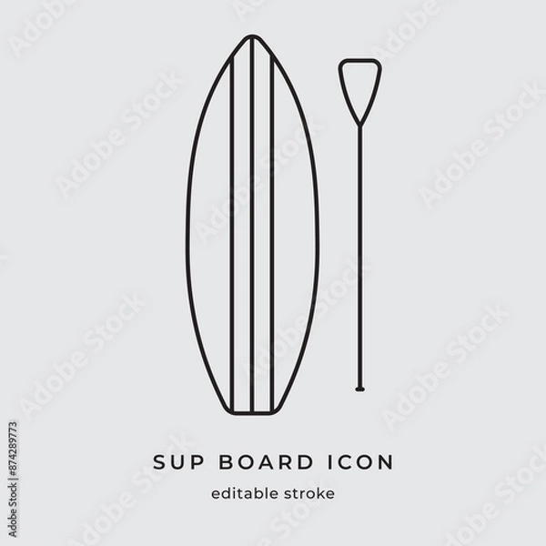 Fototapeta Stand up paddle boarding or sup board icon