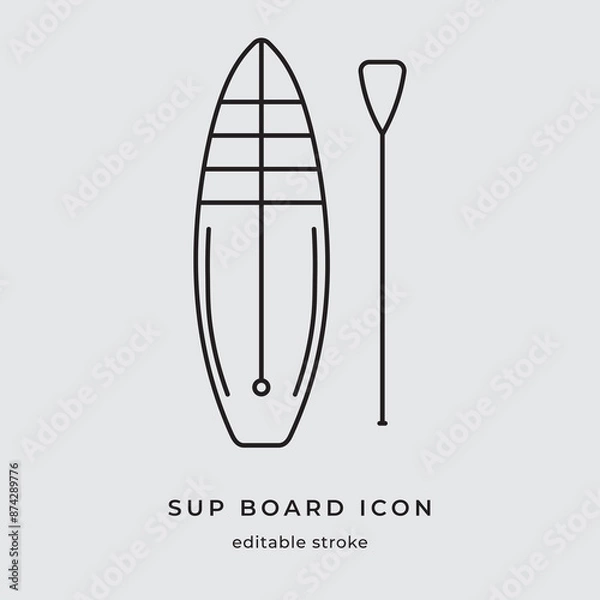 Fototapeta Stand up paddle boarding or sup board icon.