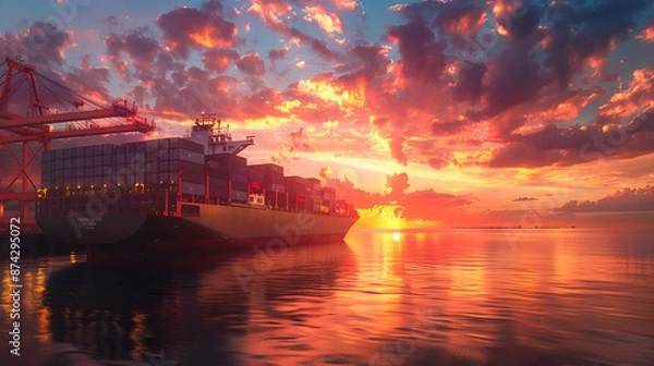 Fototapeta sunset over the river