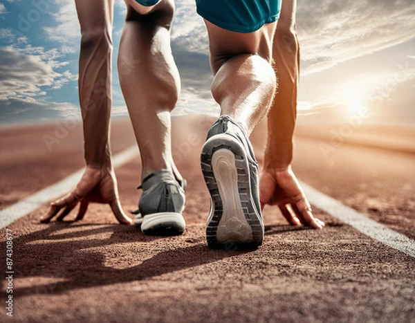 Obraz 陸上選手のシューズのローアングルビュー