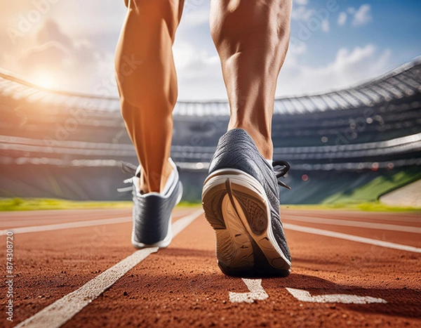 Obraz 陸上選手のシューズのローアングルビュー