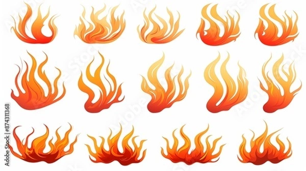 Fototapeta Collection of Fire and Flame Illustrations in Various Shapes and Designs