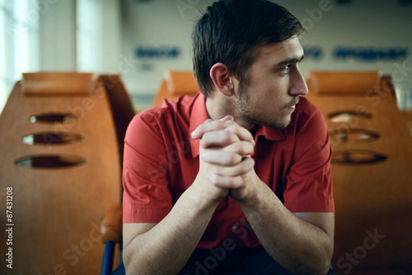 Fototapeta young man waiting something