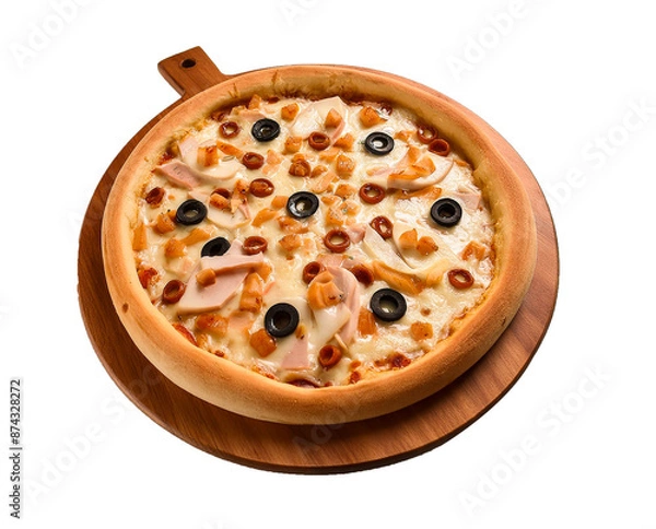 Fototapeta pizza on a board png background 