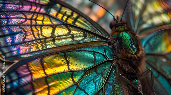 Fototapeta Iridescent Butterfly Wing Macro - Vibrant High-Resolution Detail