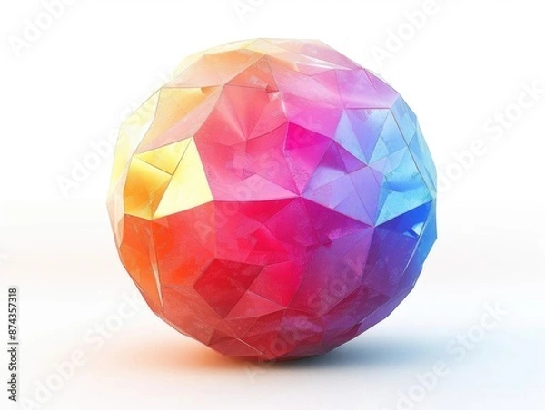 Fototapeta Abstract colorful geometric sphere, 3D render