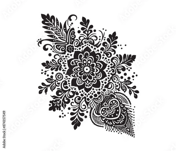 Fototapeta Mehndi lace vector design,awesome Mehndi lace svg,high resolution printable Mehndi lace artwork.
