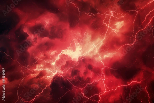 Fototapeta abstract red lightning cloud background banner