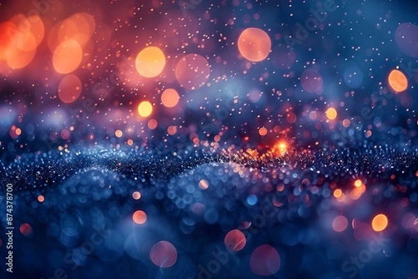 Fototapeta Colorful bokeh background with glowing lights and sparkles.