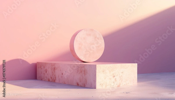 Fototapeta Minimal Cosmetic Square Stand On Pastel Background In 3d Rendering - A Simple And Clean Design For Visual Presentation.
