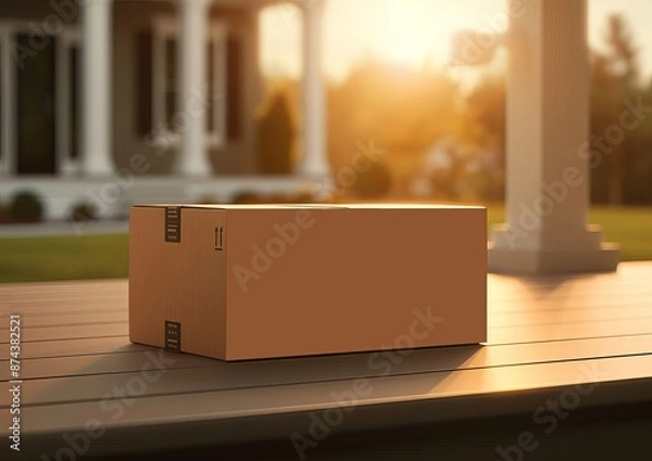 Obraz Sunlit Box Package on Front Porch