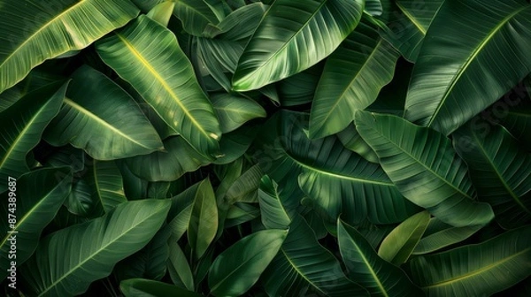 Fototapeta Exotic Natural Ambiance with Large Leaves Generative AI