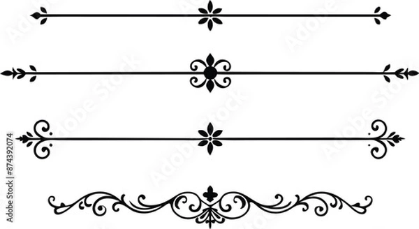 Obraz set of decorative divider elements illustration black and white