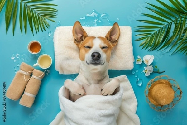 Obraz Funny Dog Relaxing in a Spa.