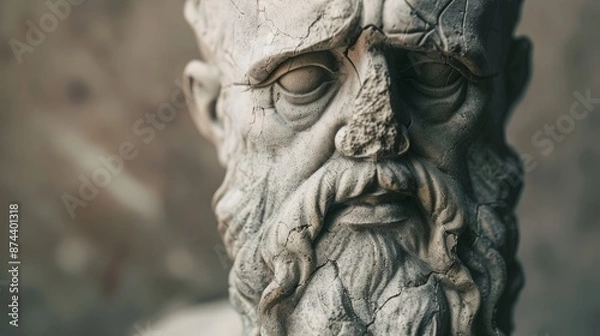 Obraz Wisdom Cast in Concrete: The Timeless Serenity of a Greek Philosopher's Bust