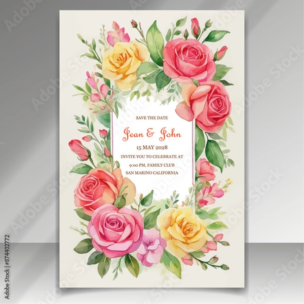 Fototapeta elegant engagement Sophisticated wedding invitation card vector design template