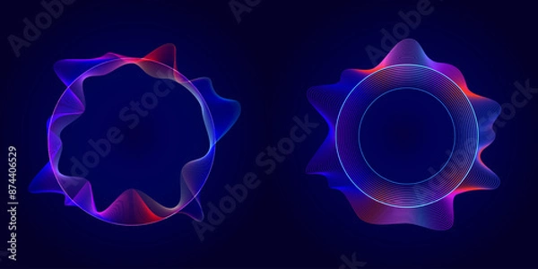 Fototapeta Circular soundwaves. radial audio equalizer illustration, digital frequency symbols