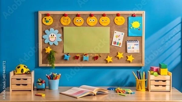 Fototapeta back to school . A bulletin board in a classroom decorated