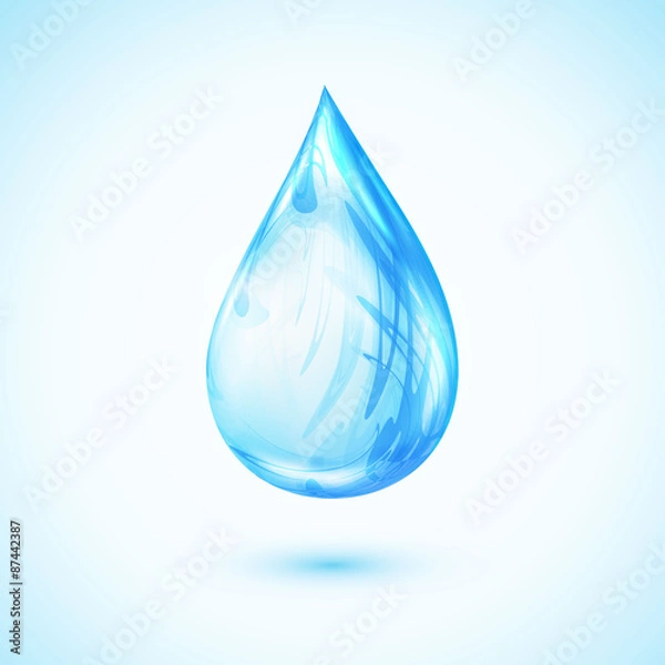 Obraz Vector blue shiny water drop.