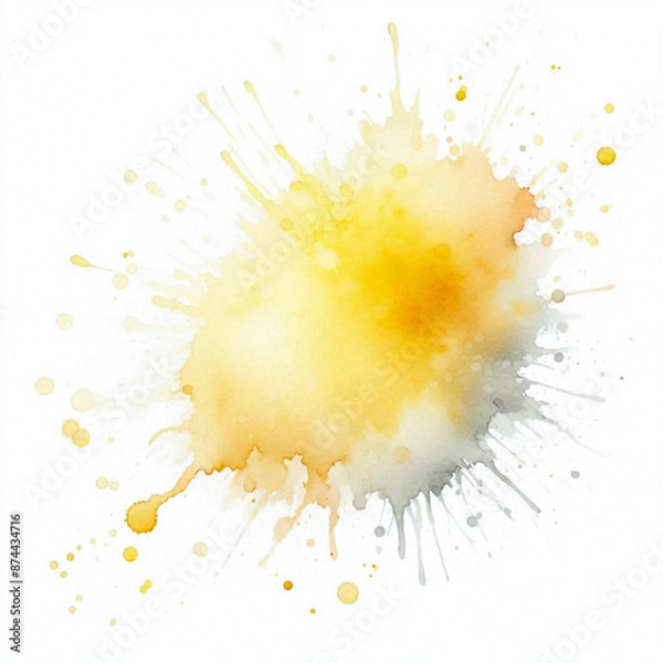 Obraz Single Soft Yellow Watercolor Splash on White Background