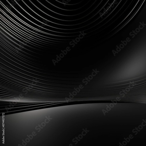 Fototapeta Black abstract background with curved lines. Computer generated 3D photo rendering.