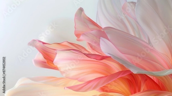 Fototapeta Tranquil Presentation of Overlapping Pastel Petals in a Minimalist Art Composition Against a Soft White Background