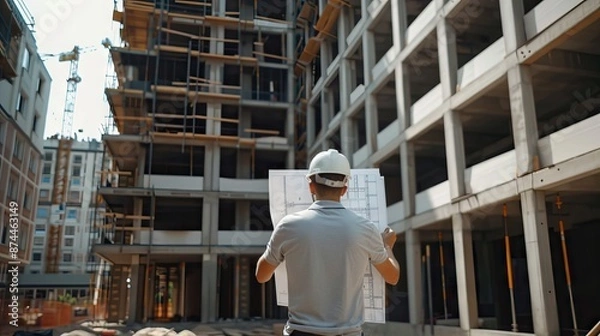 Fototapeta Engineering Consulting for Construction Site Inspection and Workflow