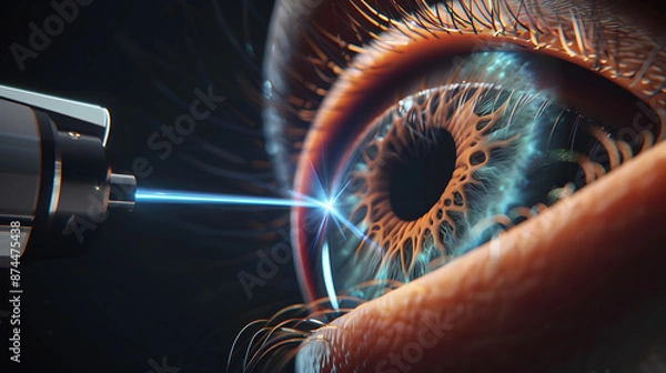 Obraz A closeup look of eye with a ray of light entering in it 