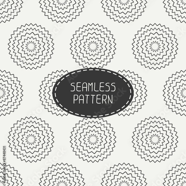 Fototapeta Geometric monochrome art hipster line seamless pattern with