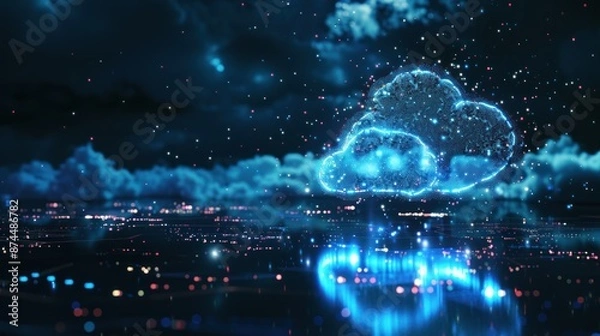 Fototapeta Cloud Computing Over City Lights