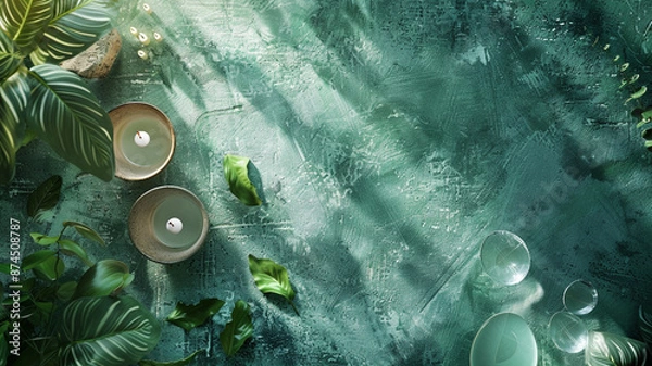 Obraz Serene Green Background with Natural Elements