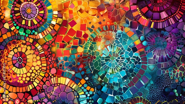 Fototapeta Dynamic Mosaic Pattern with Vibrant Colors