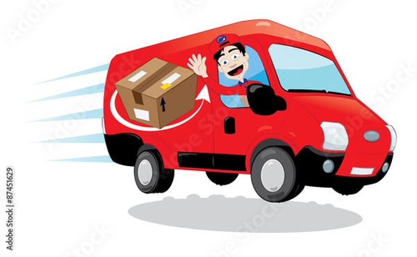 Obraz Courier driving a delivery van