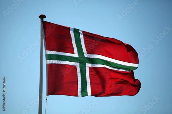 Obraz The flag of Bornholm - Danish island in the Baltic Sea