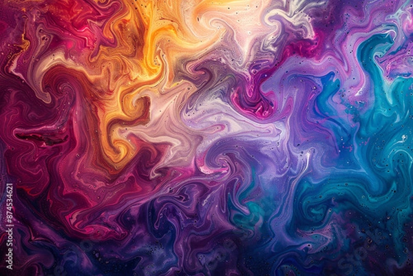 Fototapeta A colorful swirl of paint with a yellow and orange center