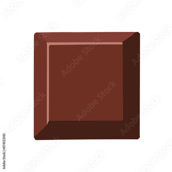 Fototapeta One single square piece of brown chocolate. Part chocolate bar. Vector illustration.