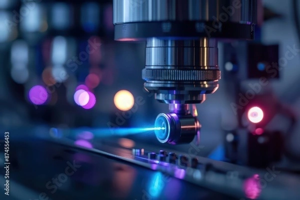 Fototapeta A spectrometer analyzing light wavelengths for detailed substance identification with copy space