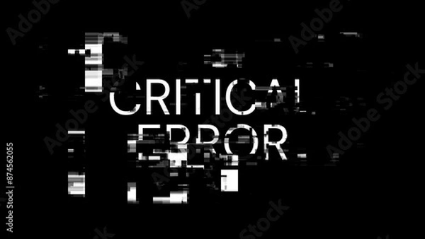 Obraz 3D rendering critical error text with screen effects of technological glitches