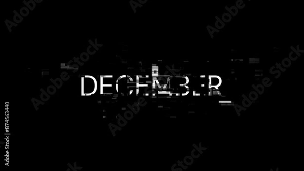 Fototapeta 3D rendering December text with screen effects of technological glitches
